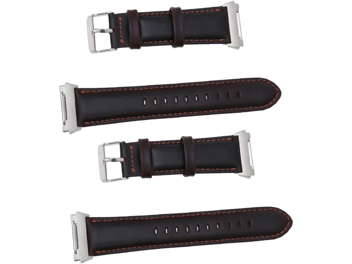 Conjunto De 2 Pulseiras De Couro Ajustáveis Na Cor Café Para Relógios Inteligentes.
