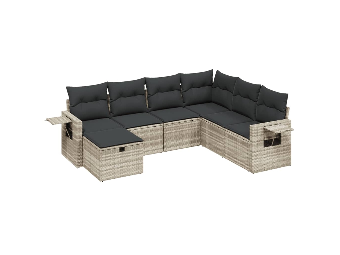 Conjunto de 7 Sofás Jardim com Almofadões Vime Pe Cinzento Claro MAISON EXCLUSIVE (7 pcs)