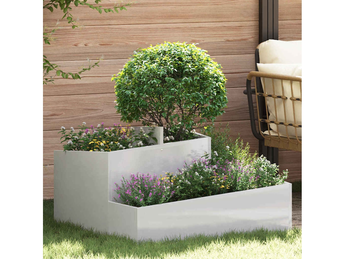 Vidaxl Vaso De Jardim Prateado 80 X 80 X 50 Cm Aço Inoxidável