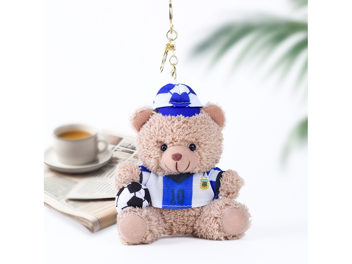 Chaveiro urso peluche Argentina nº10 Copa 2026, colecionável, seleção argentina, pendente, macio, STELASPLEN
