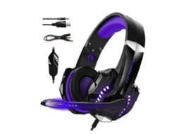 Yuru fone de Ouvido Gamer Roxo com Microfone Ajustável 120°, Drivers 40mm e Amplia Compatibilidade