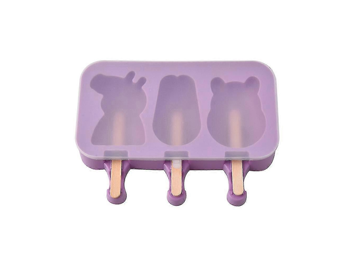 2 Moldes de Silicona para Paletas com Tampa 3 Cavidades e 100 Palitos de Madeira para Fazer Paletas Caseiras, Sorvetes e Sobremesas