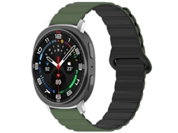 Bracelete para Samsung Galaxy Watch 8 / 8 Classic Silicone Brilhante Magnético Loop Verde exército e Preto XIAOMOYU