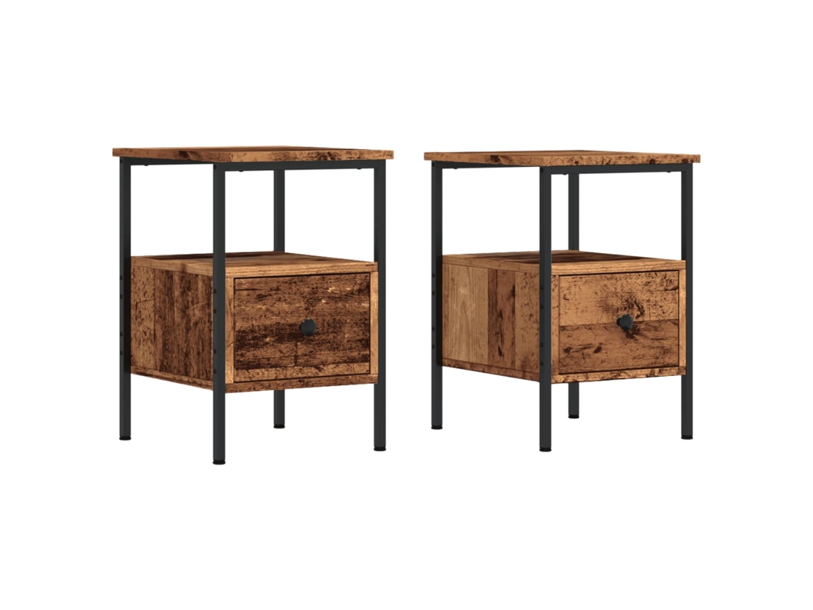 Bedside Cabinet, Bedside Cabinets Vidaxl Marrom Madeira Processada (n/a)