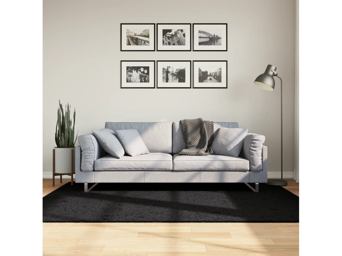 Vidaxl Tapete De Pelo Curto Oviedo 140x200 Cm Preto