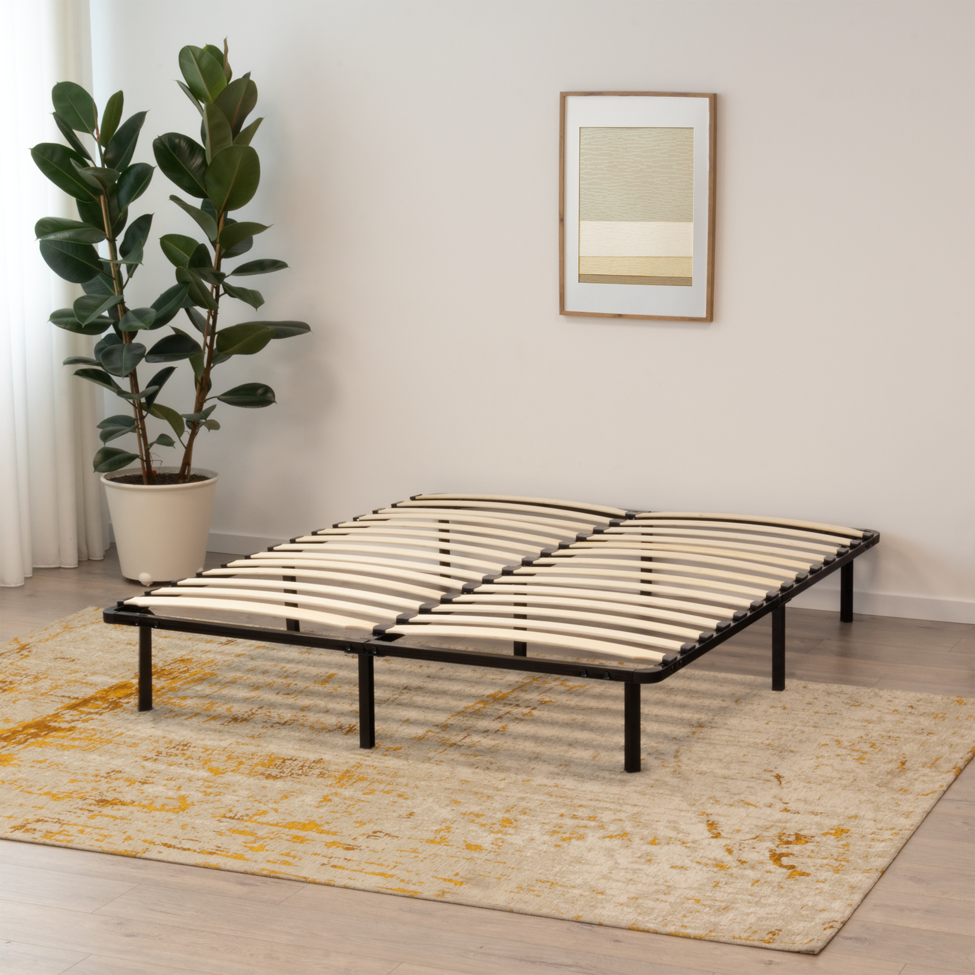 Cama Namara Em Aço 150x200cm Cor Preto – Altura 36 Cm Com Arrumação