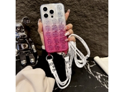 Correia Casa Para Iphone 15 Pro Pele Sintética Rosa