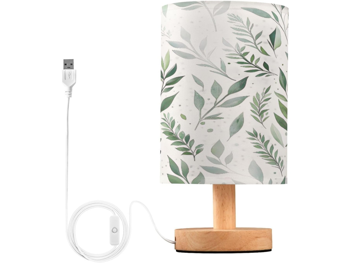 Abajur De Cabeceira Led Verde Sálvia Para Quarto, Luminária De Leitura Com Portas Usb E Cúpula Tecido Para Sala Estar