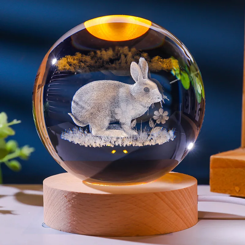 Luminária Noturna Bola de Cristal , Luminária Esculpida em 3d, Decoração para Casa MDUG (luz Colorida)