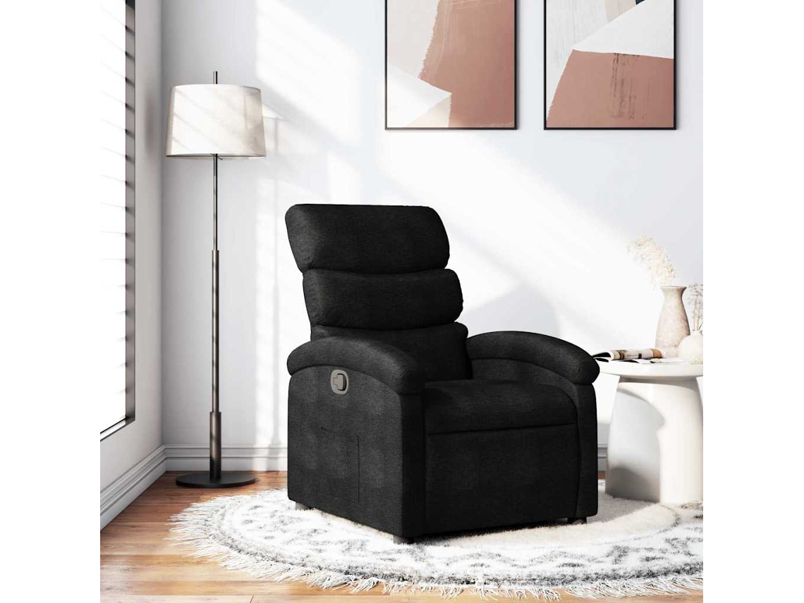 Vidaxl Poltrona Reclinável Tecido Preto