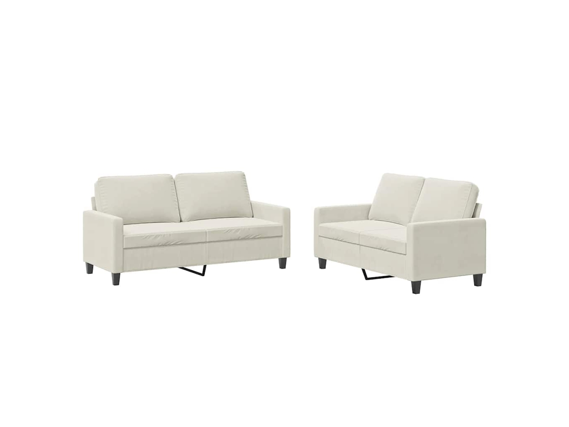 Conjunto de 2 Sofás com Almofadões Veludo Creme MAISON EXCLUSIVE