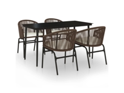 Garden Dining Set, Garden Dining Sets Vidaxl Marrom Pvc (mesa Com 140 Cm De Comprimento)