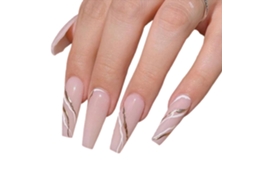Unhas Postiças Extra Longas Com Brilho Acrylic, Modelo Coffin, 24 Peças Para Mulheres E Meninas