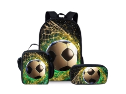 Mochila Escolar Panoona Conjunto De Lancheira E Estojo Com 3 Peças, Impressão 3d Futebol (17 Polegadas) Estilo 10