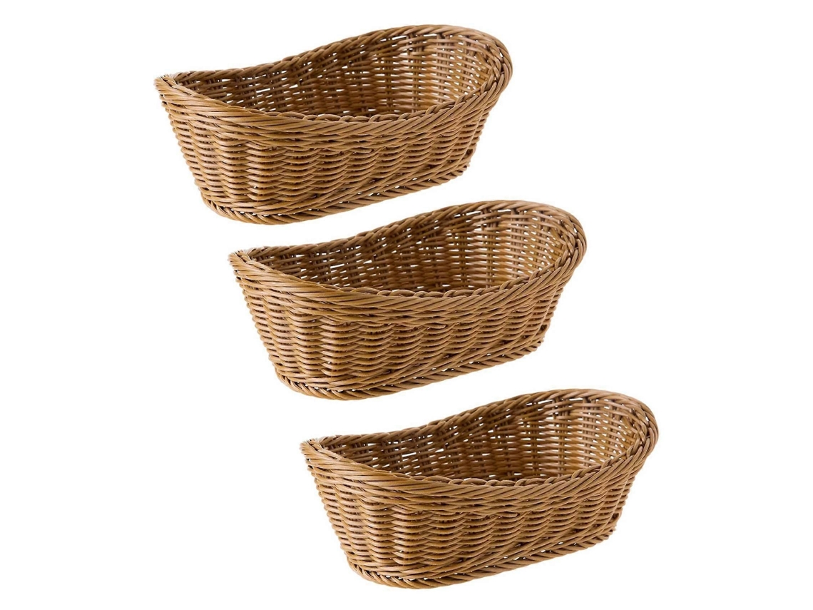 3 Cestos De Vime Ovais Tecidos, Cesto De Pão, Cesto De Servir, Cesto De Armazenamento De 11 Polegadas