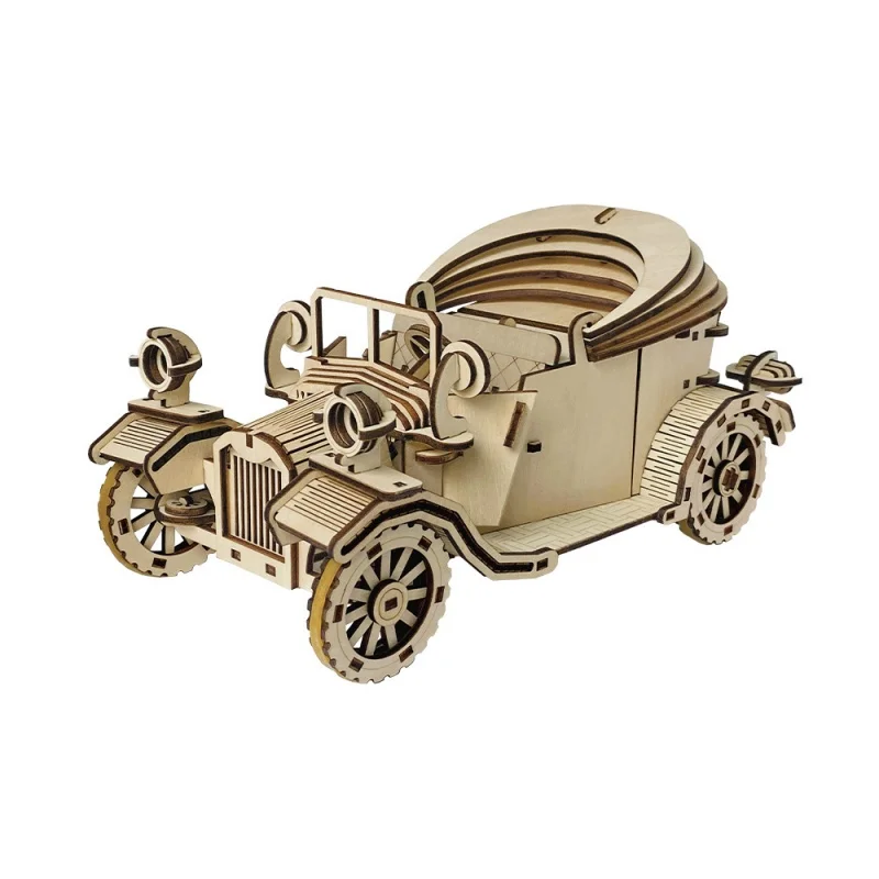 Kit para Montar Modelo de Carro Clássico Conversível Retrô em Madeira 3d MDUG