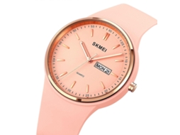 Relógio Feminino Skmei 1747 Com Mostrador Simples Em Escala De Barras, Pulseira De Silicone E Mecanismo De Quartzo.