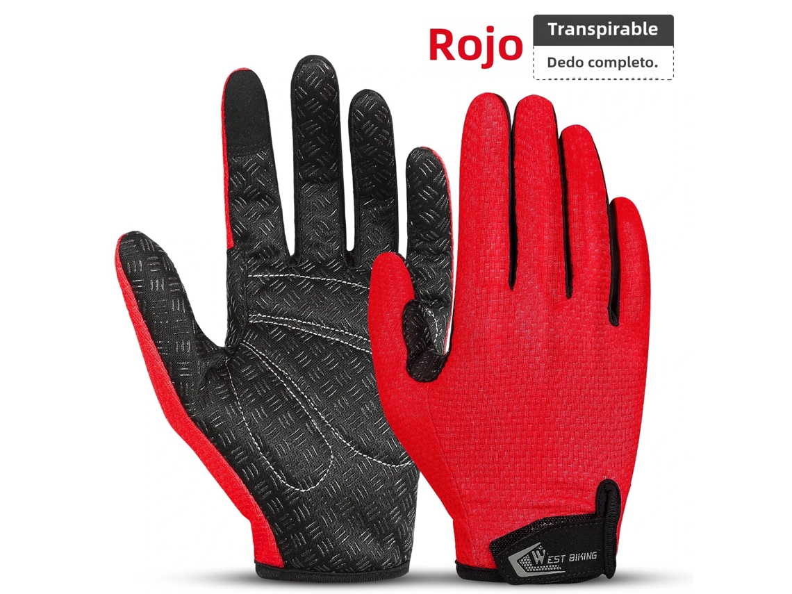 (vermelho G) Luvas De Ciclismo Com Dedos, Antiderrapantes, Com Absorção De Impacto, Compatíveis Com Telas Sensíveis Ao Toque E Respiráveis.