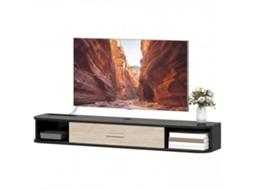 Suporte Tv Parede 120cm Até 50 Polegadas, Porta Rebatível E 2 Prateleiras, Preto