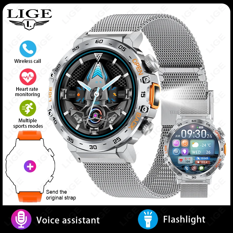 Smartwatch com Sono, Saúde, Lanterna e À Prova D'água (preto)
