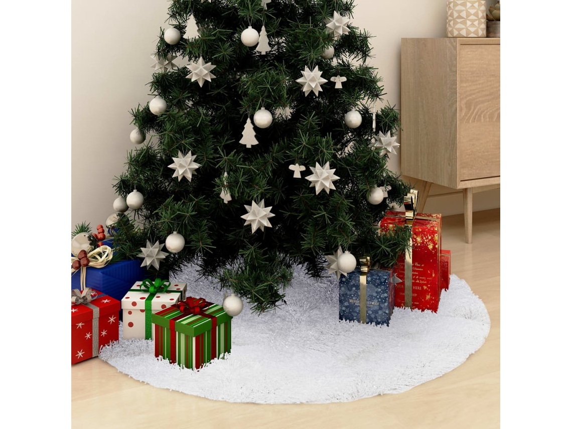 Vidaxl Saia Para Árvore De Natal Branca 90 Cm Pelo Sintético