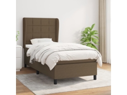 Vidaxl Cama Com Molas/colchão 100x200 Cm Tecido Castanho-escuro