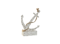 Figura Decorativa Casa Esprit Branco Âncora Mediterrâneo Decapé 31 X 7,5 X 40 Cm