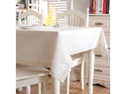 Toalha De Mesa De Linho De Algodão Mais Grossa De Cor Sólida Com Costura De Renda Branca, Lavável, Toalha De Mesa De Jantar Para Banquete De Casamento