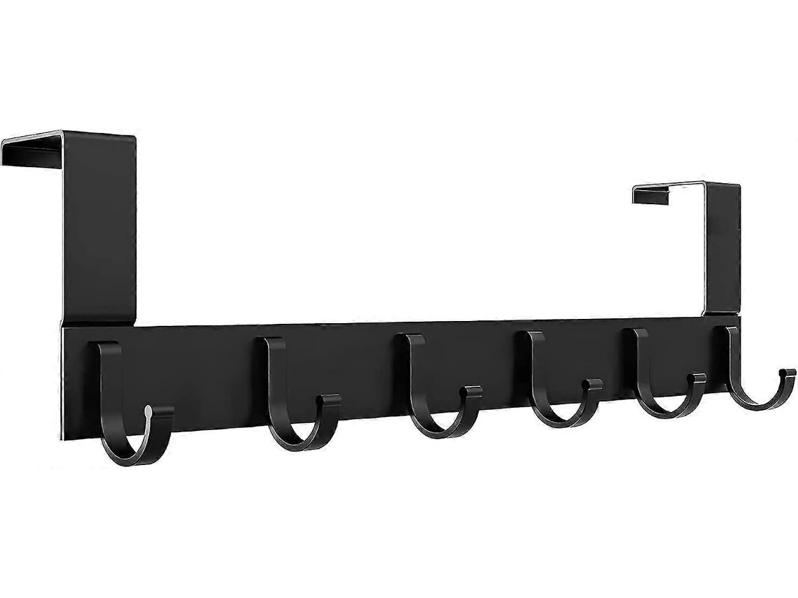 Cabide Para Porta, Cabide Preto Em Aço Inoxidável, 6 Ganchos Para Casacos Para Porta De Quarto, Casa De Banho E Cozinha Trhaken - 6