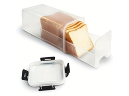 Caixa Para Conservar Pão, Em Plástico, Cor Transparente, Formato Retangular, Com Tampa, Fecho Hermético