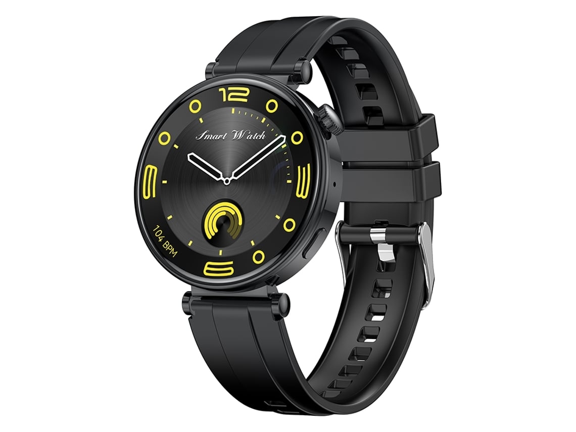 Smartwatch Feminino com Chamadas Bluetooth Tela Amoled de 1 32 Polegadas Vários Modos Esportivos e Design Moderno Preto YEMAESRE