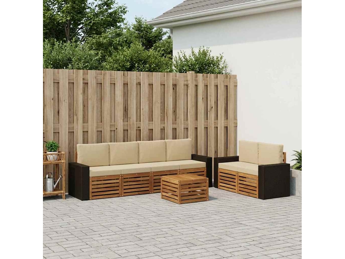 Vidaxl Conjunto De Sofás Para Exterior 7 Pcs Natural E Bege