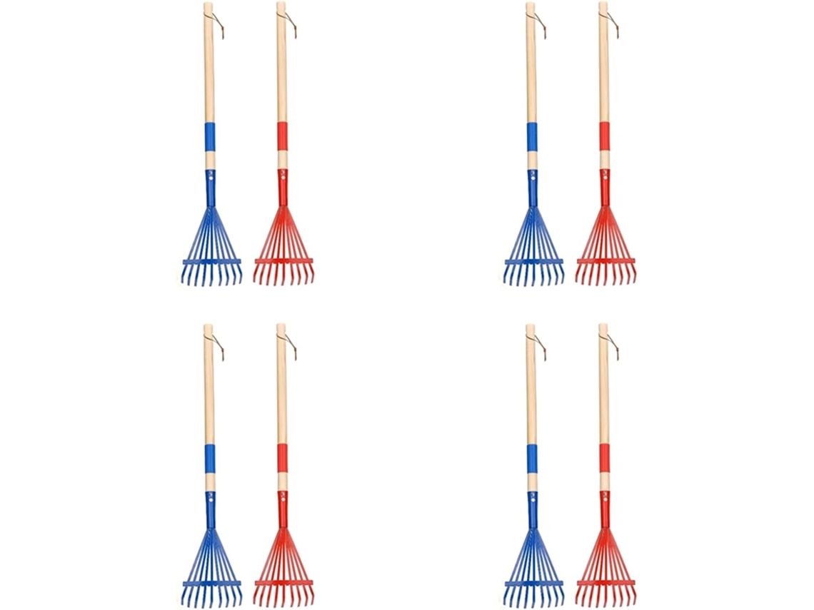 Ancinhos De Metal Infantis Com Cabos De Madeira Maciça, 68,5 Cm (27 Polegadas), Mini Ancinhos De Jardinagem
