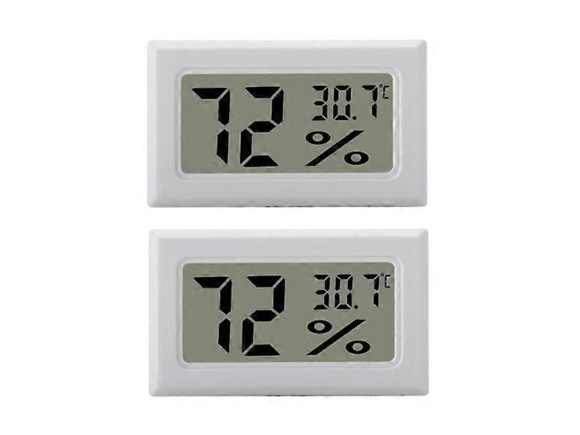 Mini Higrômetro/termômetro Lcd Branco, Pacote Com 2 Unidades Nostalgia88
