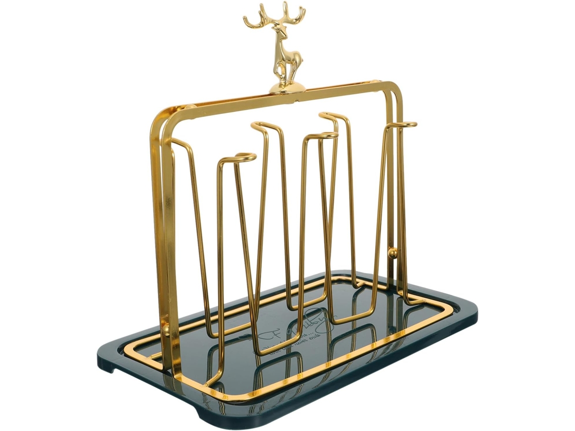Suporte para canas de vidro Tofficu Home com bandeja ventilada verde, suporte de armazenamento resistente para cozinha.