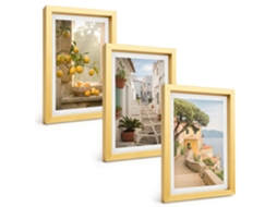 Um Conjunto De Imagens Decorativas Em Uma Molduraárvore Cítrica, Vista Da Janela Moldura Dourada Pinturas De Quarto Espelharte (3 Peças 20x30 Cm)