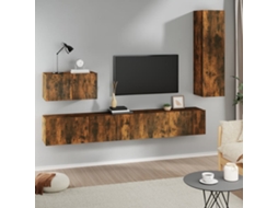 Vidaxl Conjunto Móveis de Tv 4 Pcs Madeira Processada Carvalho Fumado