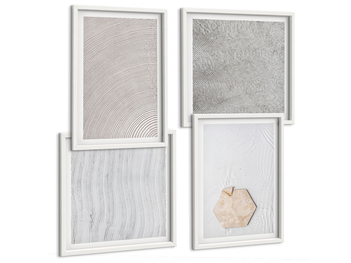 Quadros Decorativos Para Parede Padrões Florais Londres Dublin Moldura Branca Pinturas De Quarto Espelharte (conjunto De 4 Imagens)