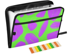 Pasta Com Bolsos, Estampa De Grafite Com Bolinhas Verde Fluorescente, 13 Bolsos, Tamanho A4 E Carta, Com Fechamento Em