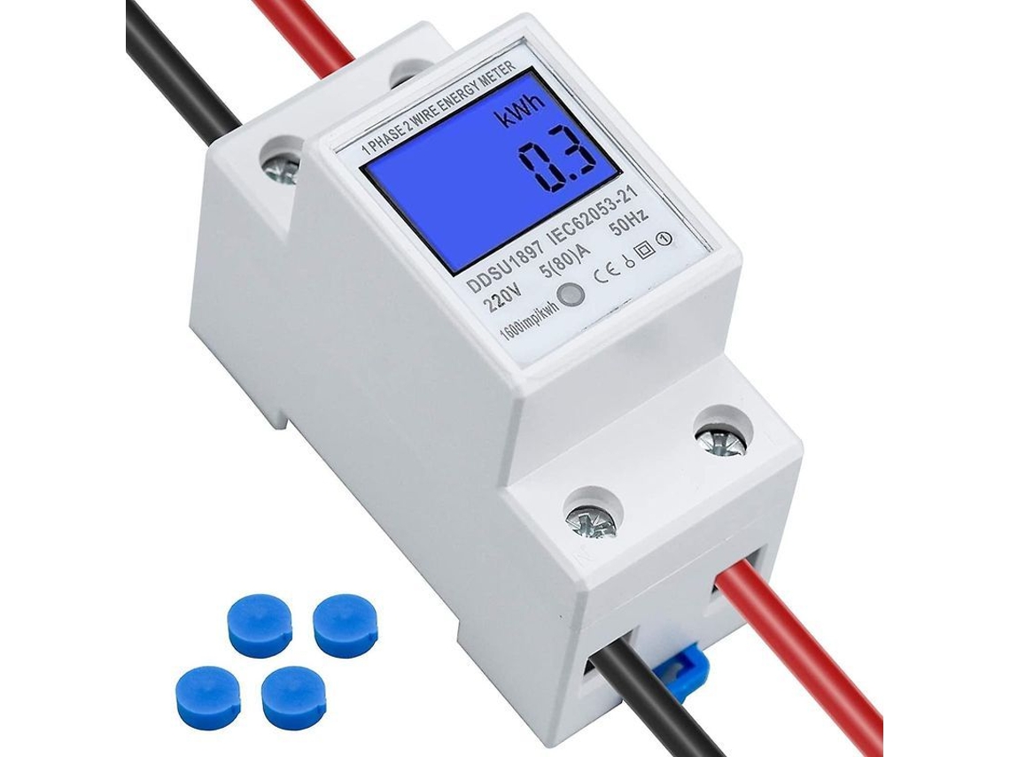 2026 medidor de Energia Elétrica Digital Lcd 1 Fase 5 a Rail Din 2p 230v (80)