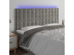 Vidaxl Cabeceira Cama C/ Luzes Led Veludo 180x5x118/128cm Cinza-claro