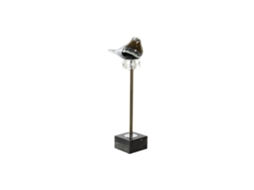Estatueta de Cristal de Mármore Representando um Pássaro Tricolor, 18x9x42cm ALEXANDRA HOUSE LIVING