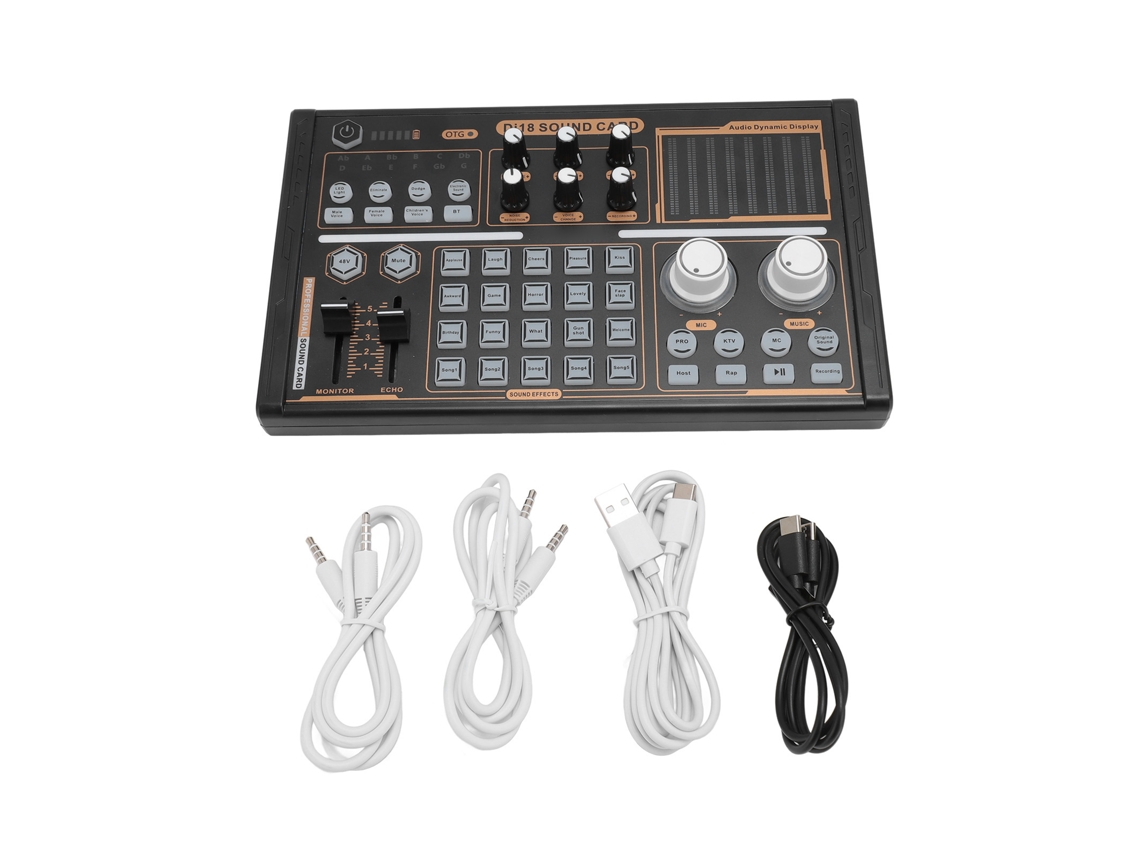 Aetheria placa de Som Ao Vivo Dj18 Mixer Bluetooth Redução de Ruído Efeitos Sonoros para Microfone Condensador 48v