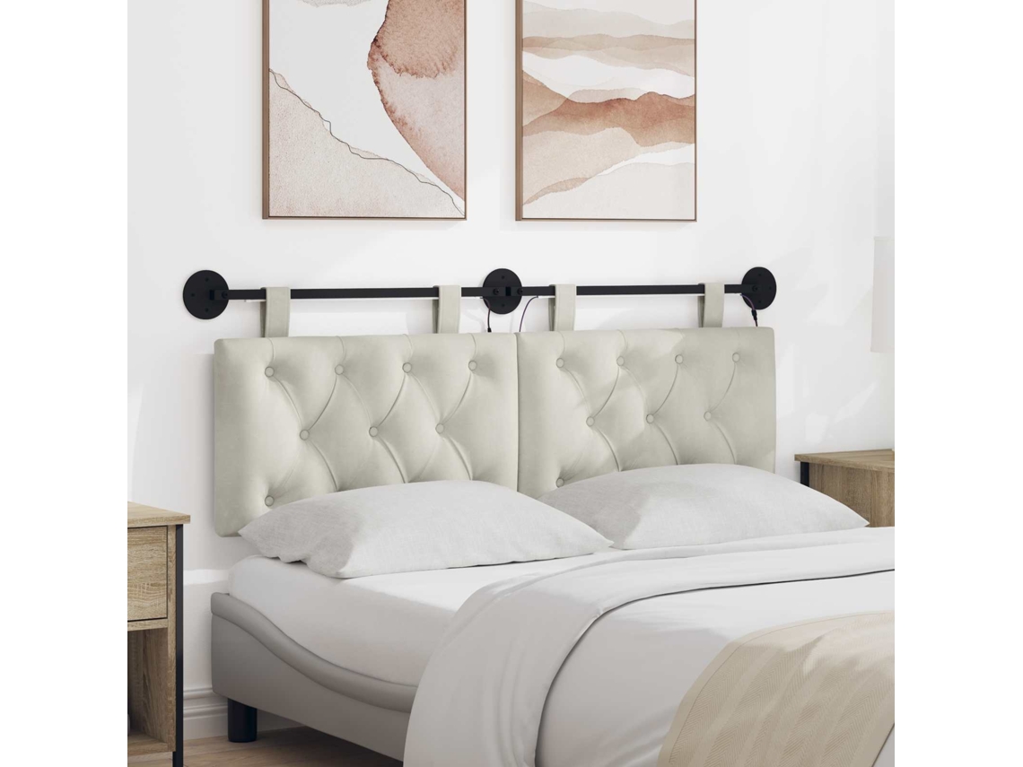 Vidaxl Cabeceira Suspensa Creme Veludo