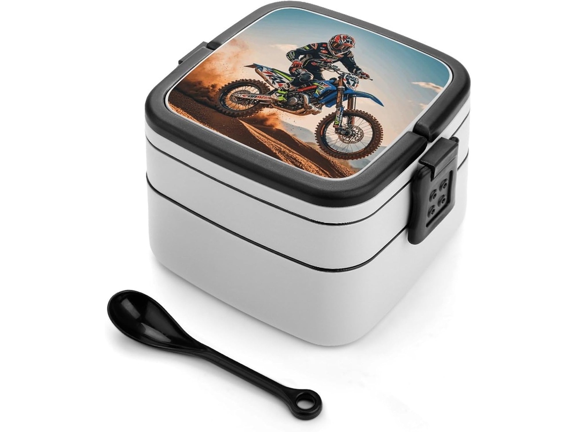 Lancheira Bento Para Motocicleta Com Tampas, Empilhável, Térmica, À Prova De Vazamentos, 2-compartimentos, Reutilizável