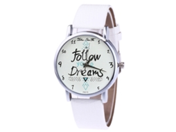 Reloj De Cuarzo Unisex Con Correa De Cuero Pu, Dial Con Letras, Zhoulianfa (blanco)