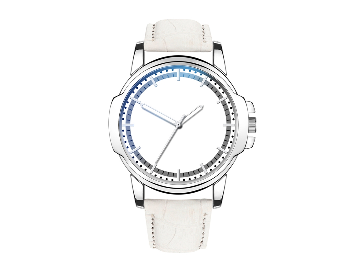 Relógio de pulso masculino elegante com pulseira de couro PU (pulseira branca)
