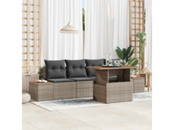 Vidaxl Conjunto De Sofá De Jardim 5 Unid. Cinzeto Rattan Sintético