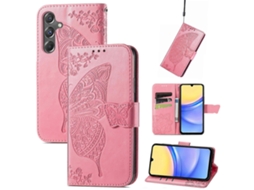 Capa De Celular Em Couro Com Estampa De Borboleta E Flor Para Samsung Galaxy A15