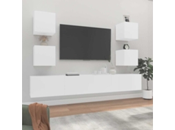 Vidaxl Conjunto Móveis De Tv 6 Pcs Madeira Processada Branco